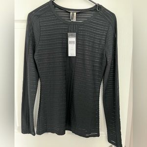 BCBGMaxAzria long sleeve striped sheer dressy top